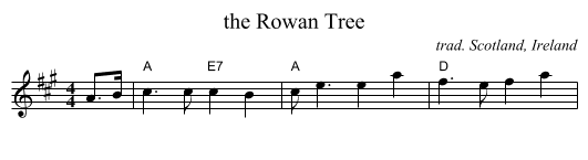 the Rowan Tree - staff notation