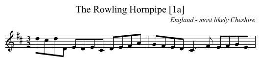 The Rowling Hornpipe [1a] - staff notation
