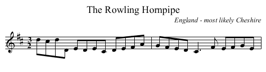 The Rowling Hornpipe - staff notation