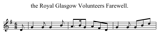 the Royal Glasgow Volunteers Farewell. - staff notation