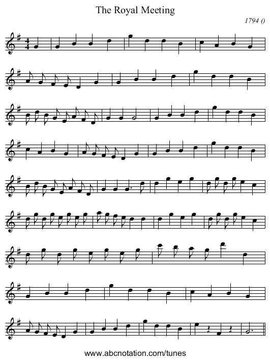 The Royal Meeting - staff notation