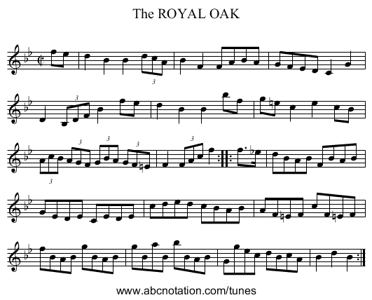 The ROYAL OAK - staff notation