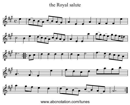 the Royal salute - staff notation