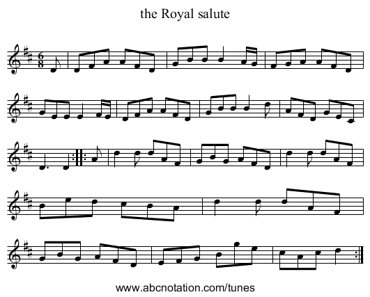 the Royal salute - staff notation