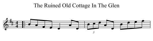 The Ruined Old Cottage In The Glen - staff notation