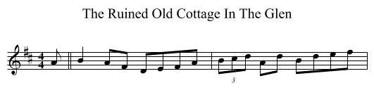 The Ruined Old Cottage In The Glen - staff notation
