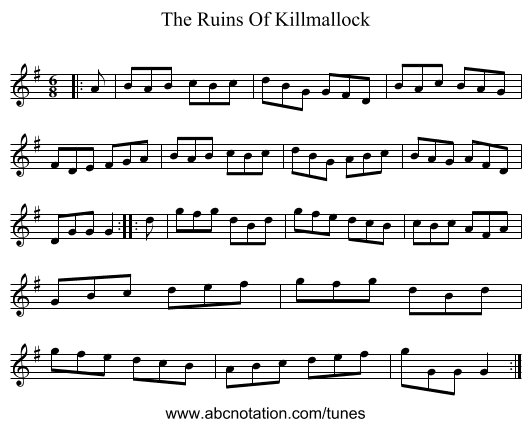 The Ruins Of Killmallock - staff notation