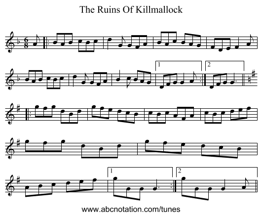 The Ruins Of Killmallock - staff notation