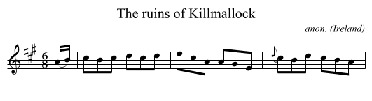 The ruins of Killmallock - staff notation