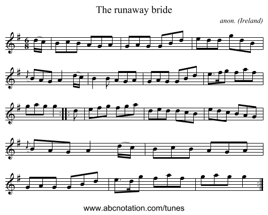 The runaway bride - staff notation