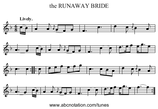 the RUNAWAY BRIDE - staff notation