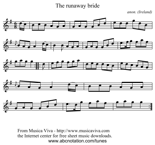 The runaway bride - staff notation
