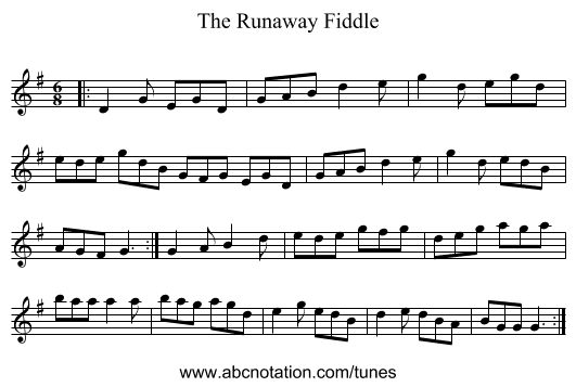 The Runaway Fiddle - staff notation