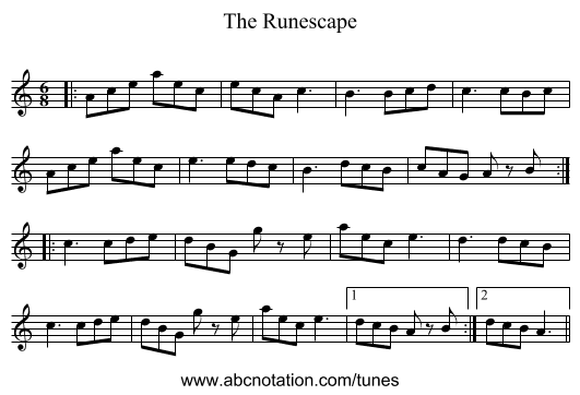 The Runescape - staff notation