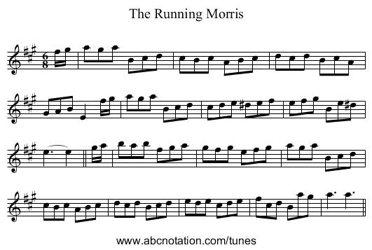 The Running Morris - staff notation