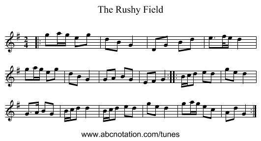 The Rushy Field - staff notation