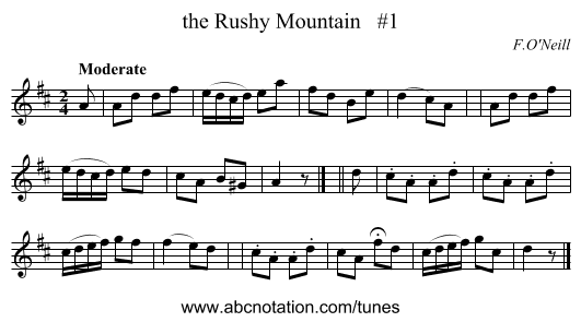 the Rushy Mountain   #1 - staff notation