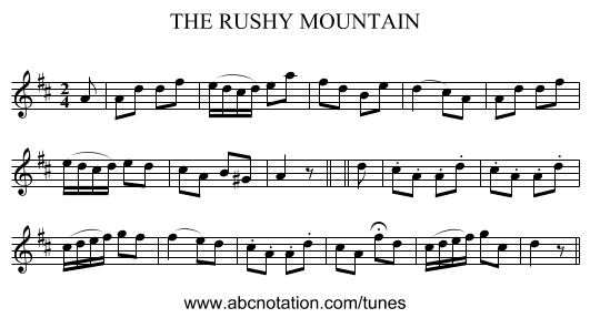 THE RUSHY MOUNTAIN - staff notation