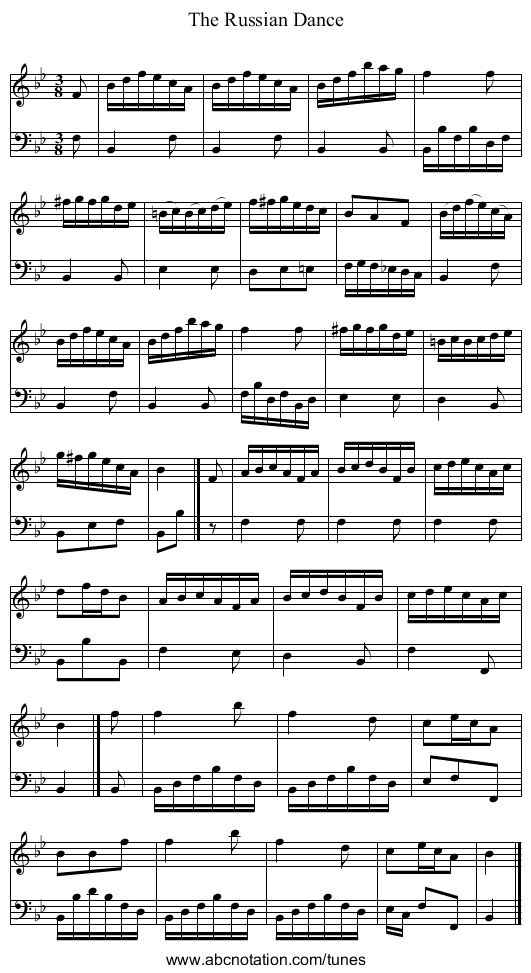 The Russian Dance - staff notation