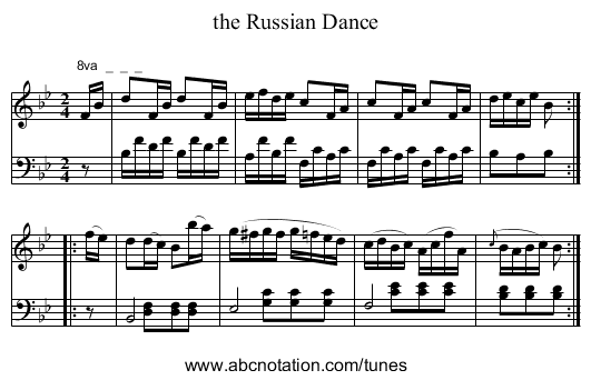 the Russian Dance - staff notation