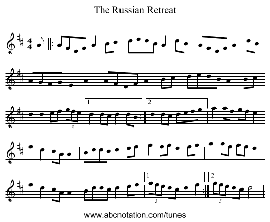 The Russian Retreat - staff notation