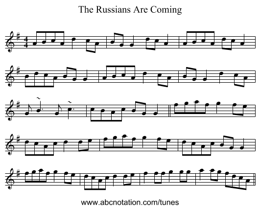 The Russians Are Coming - staff notation