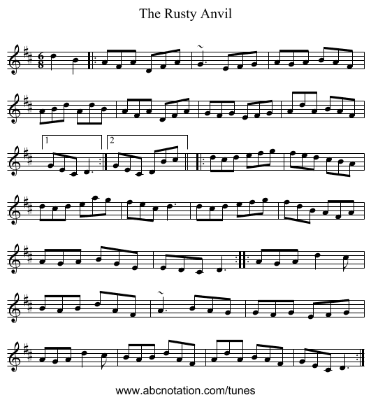 The Rusty Anvil - staff notation