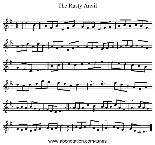 The Rusty Anvil - staff notation