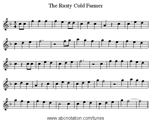 The Rusty Cold Farmer - staff notation