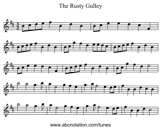 The Rusty Gulley - staff notation