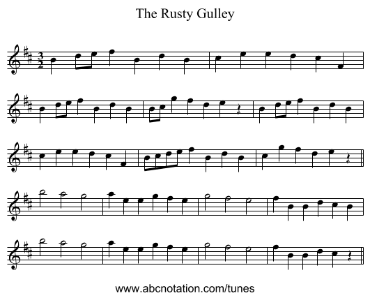 The Rusty Gulley - staff notation