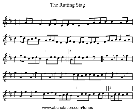 The Rutting Stag - staff notation