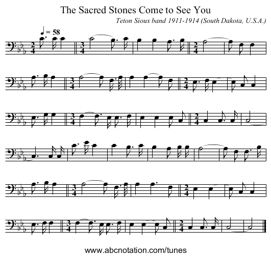The Sacred Stones Come to See You - staff notation