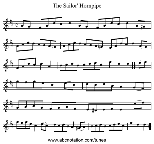 The Sailor' Hornpipe - staff notation