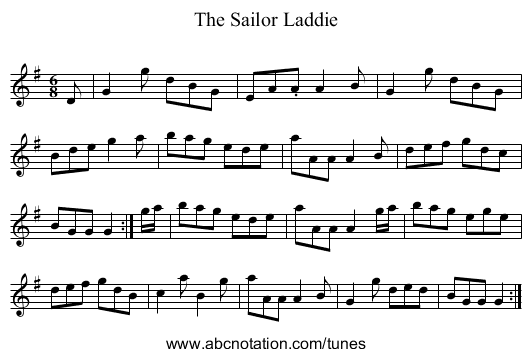 The Sailor Laddie - staff notation