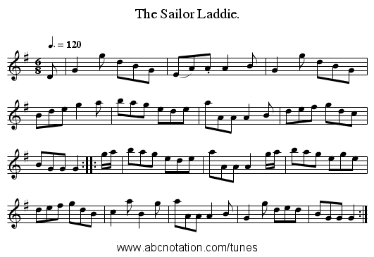 The Sailor Laddie. - staff notation