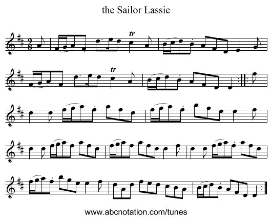the Sailor Lassie - staff notation