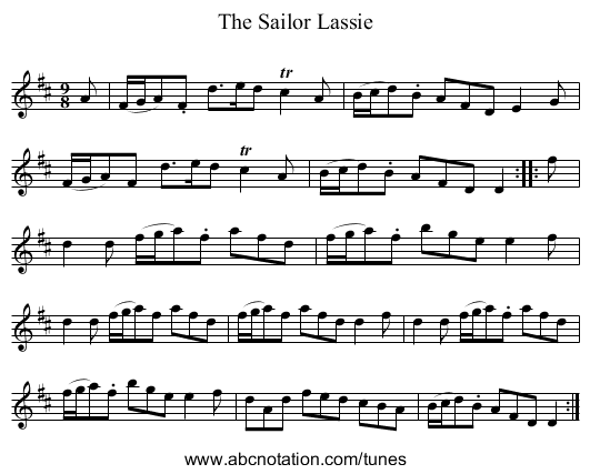 The Sailor Lassie - staff notation