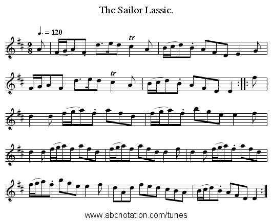 The Sailor Lassie. - staff notation