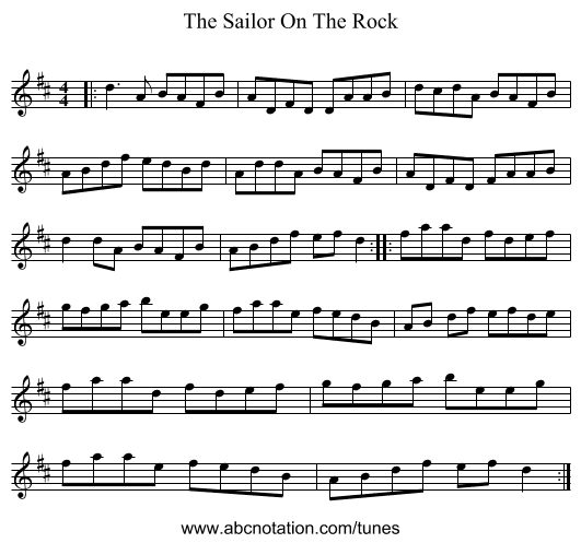 The Sailor On The Rock - staff notation