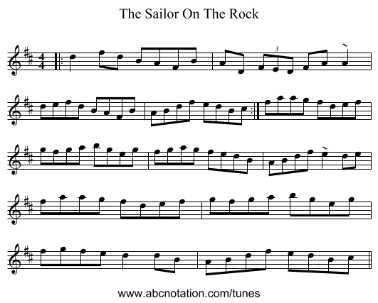 The Sailor On The Rock - staff notation