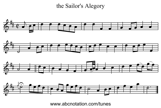 the Sailor's Alegory - staff notation