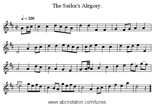 The Sailor's Alegory. - staff notation