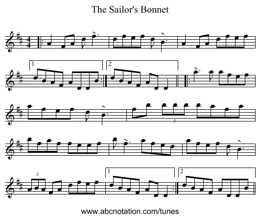 The Sailor's Bonnet - staff notation