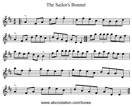 The Sailor's Bonnet - staff notation
