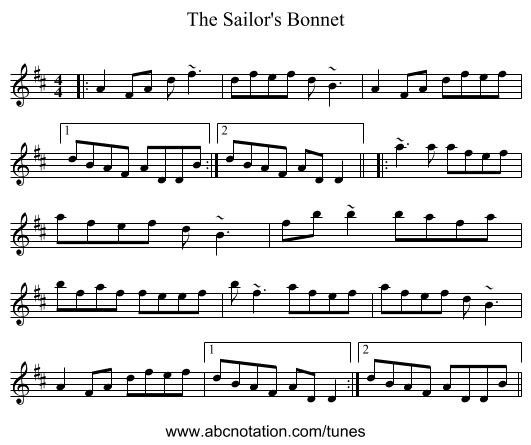 The Sailor's Bonnet - staff notation