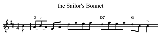 the Sailor's Bonnet - staff notation