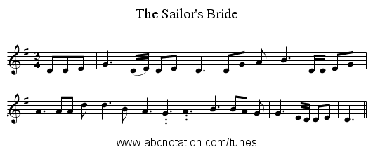 The Sailor's Bride - staff notation