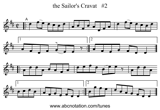 the Sailor's Cravat   #2 - staff notation
