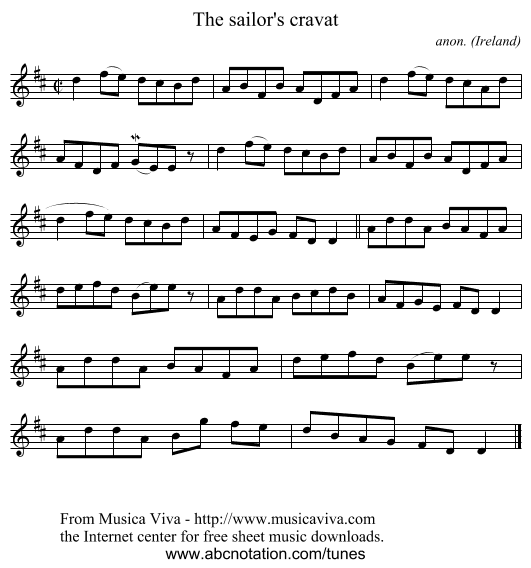 The sailor's cravat - staff notation